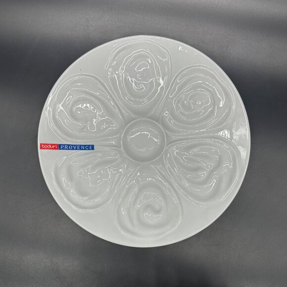 Bodum Provence White Oyster Plate Serving Dish Shell Ceramic Holds 6 Clams - Picture 2 of 8
